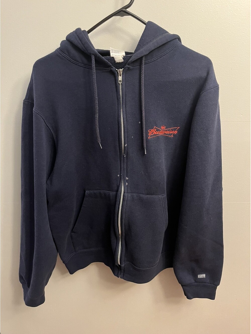 Vintage 90's Budweiser Employee Sweatshirt Blue Hoodie Full Zip Men's L